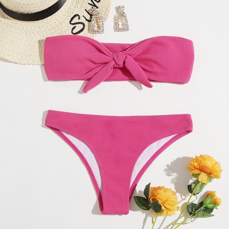 

Solid Knot Bikini Swimsuit, Hot pink