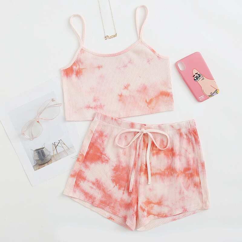 

Tie Dye Shorts PJ Set, Multicolor