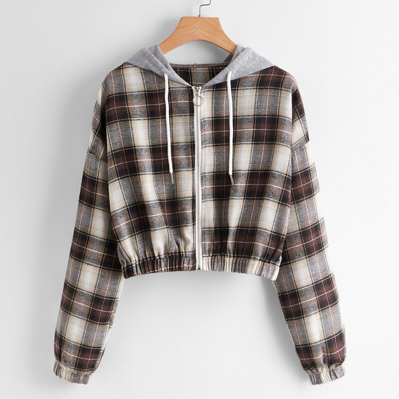 

Plaid Hooded Jacket, Multicolor