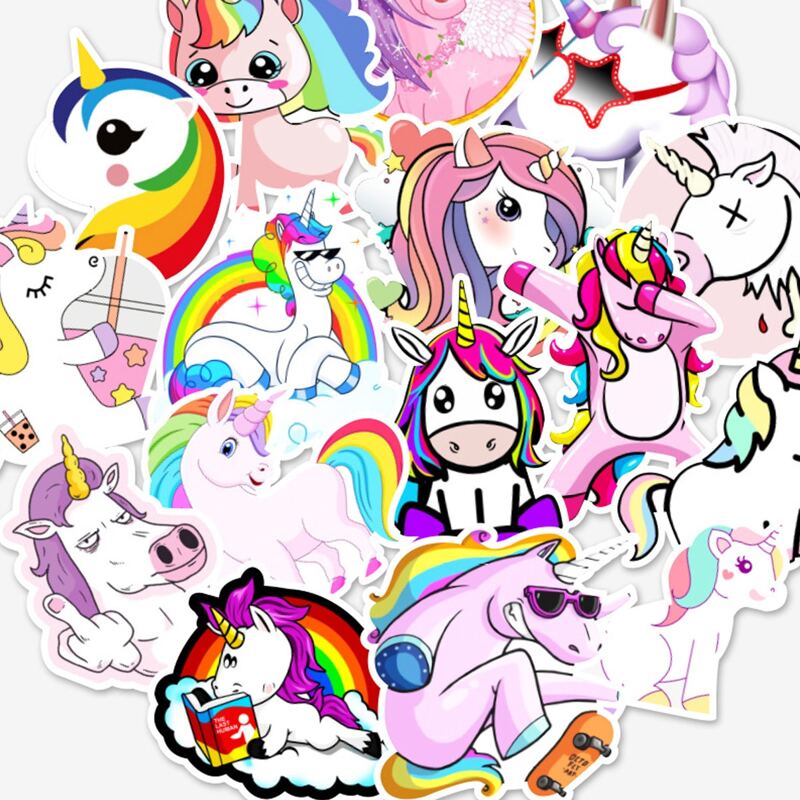 

50pcs Unicorn Print Sticker, Multicolor