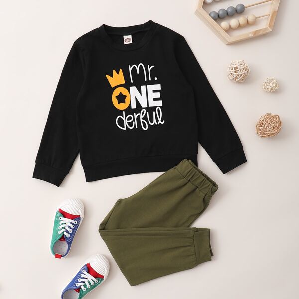 

Toddler Boys Letter Graphic Sweatshirt & Sweatpants, Multicolor