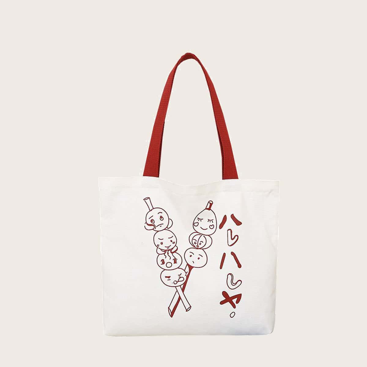 

Cartoon Graphic Shopper Bag, Red