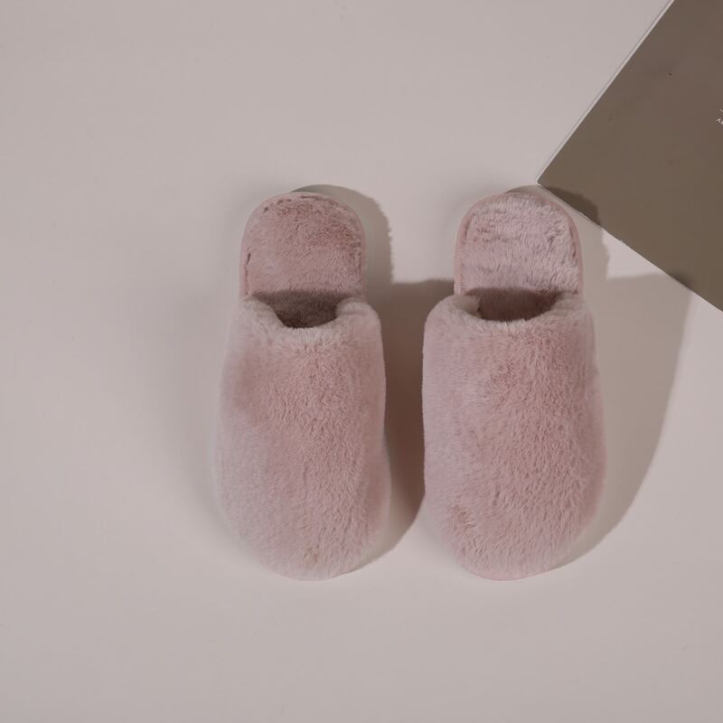

Plain Faux Fur Slippers, Pink
