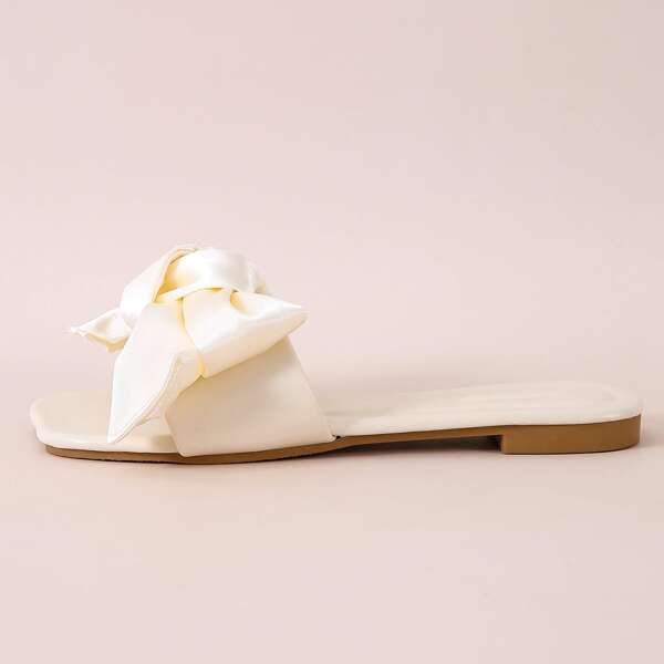 

Bow Decor Slide Sandals, Beige