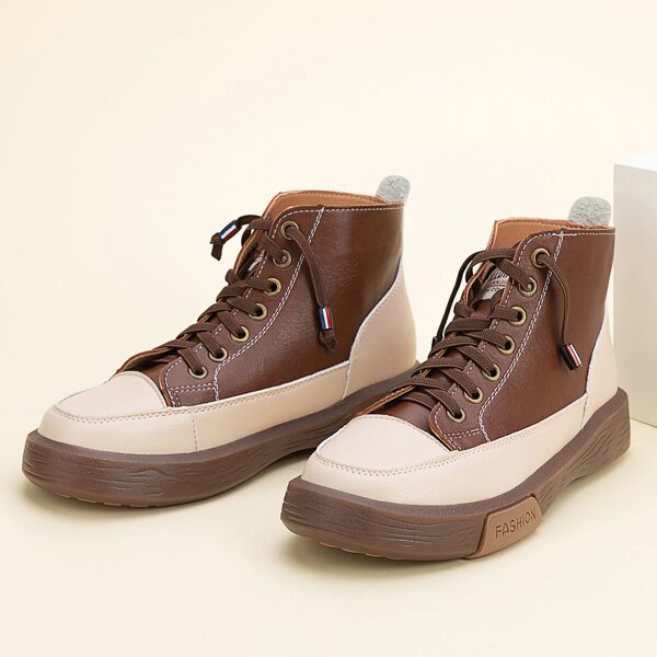 

Two Tone High Top Skate Shoes, Brown