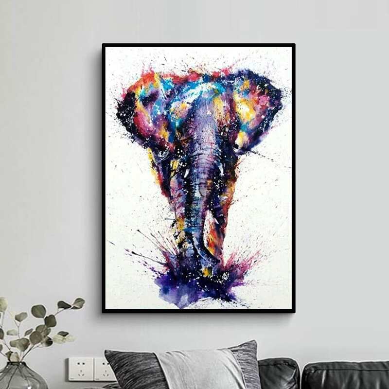 

Elephant Print DIY Diamond Painting Without Frame, Multicolor