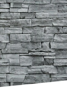 1sheet 100*40cm Adhesive Wallpaper Sticker, Retro Brick Pattern Waterproof Home Wall Decoration For Living Room,Renovation Stickers Peel Wall Panels,Wall Paper, Wallpapers,Spring Decoration Items Refresh Your Home,Rama Decoration Stickers - Grey - View 2