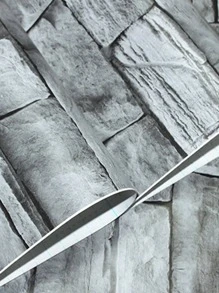 1sheet 100*40cm Adhesive Wallpaper Sticker, Retro Brick Pattern Waterproof Home Wall Decoration For Living Room,Renovation Stickers Peel Wall Panels,Wall Paper, Wallpapers,Spring Decoration Items Refresh Your Home,Rama Decoration Stickers - Grey - View 3