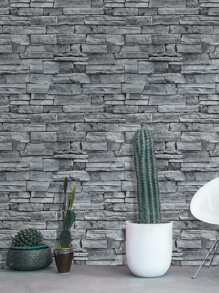 1sheet 100*40cm Adhesive Wallpaper Sticker, Retro Brick Pattern Waterproof Home Wall Decoration For Living Room,Renovation Stickers Peel Wall Panels,Wall Paper, Wallpapers,Spring Decoration Items Refresh Your Home,Rama Decoration Stickers - Grey - View 5