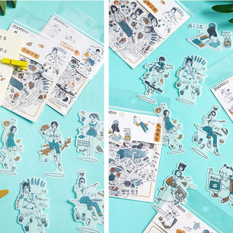 

40pcs Random Cartoon Figure & Animal Sticker, Multicolor