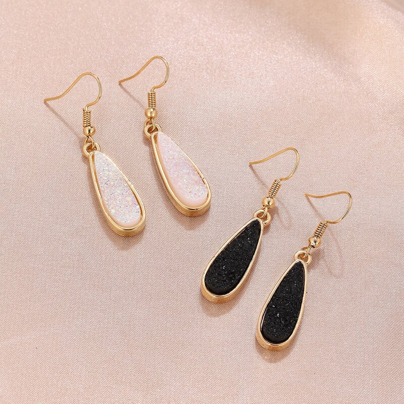 

2pairs Glitter Water Drop Earrings, Multicolor