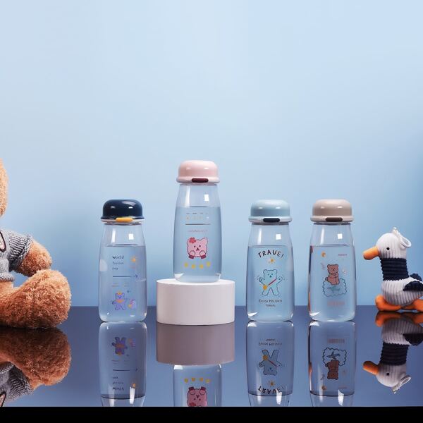 

1pc Bear Print Random Color Water Bottle, Multicolor