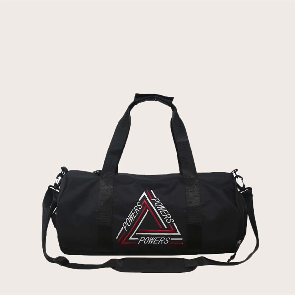 

Letter Embroidered Duffel Bag, Black