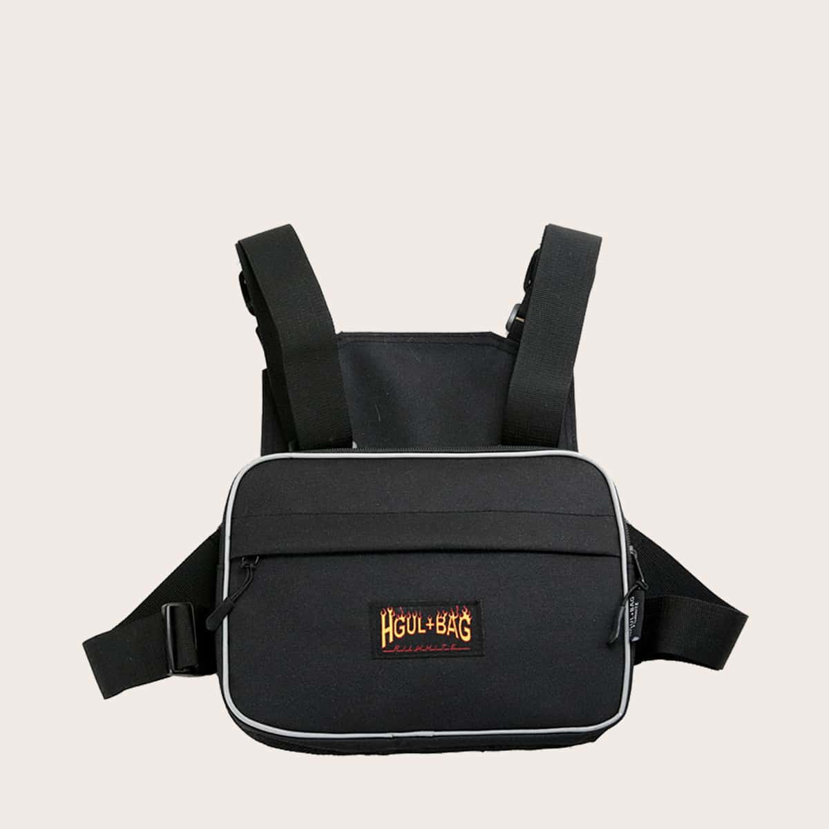 

Guys Letter Graphic Chest Bag, Black