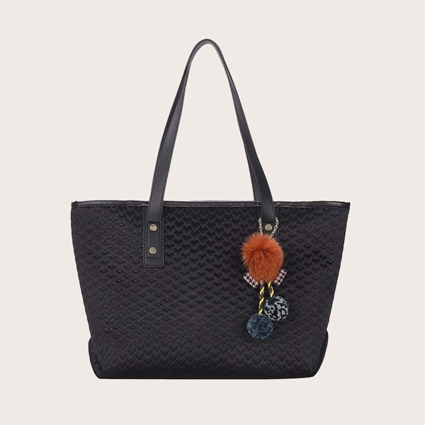 

Minimalist Tote Bag With Bag Charm, Black