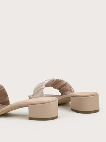 Open Toe Ruched Mule Sandals - Apricot - View 5