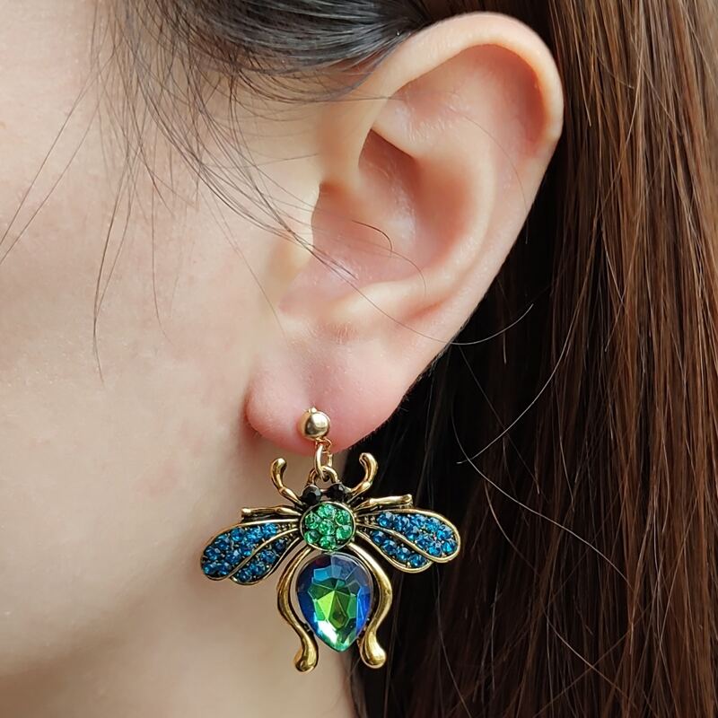 

Rhinestone Bee Drop Earrings, Multicolor