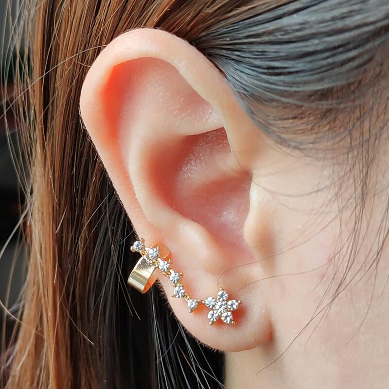 

1pc Rhinestone Ear Cuff, Gold