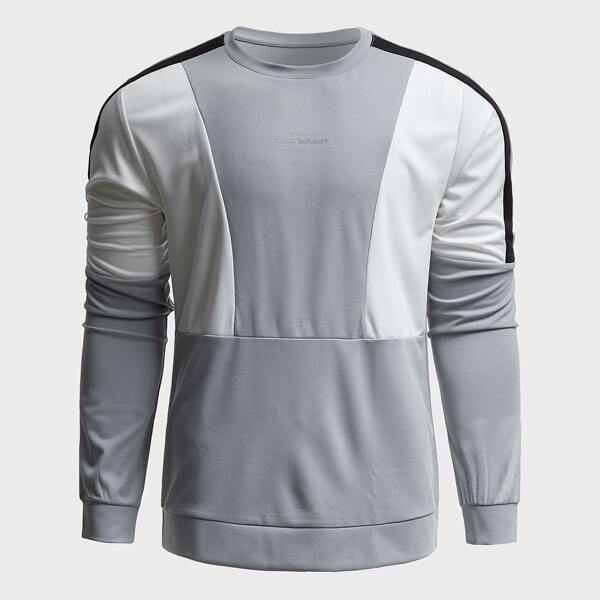

Men Letter Graphic Colorblock Sports Sweatshirt, Multicolor