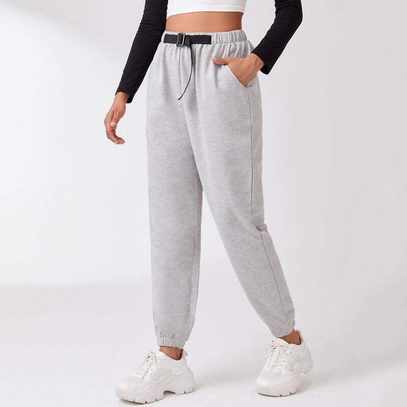 

Belted Solid Sweatpants, Light grey