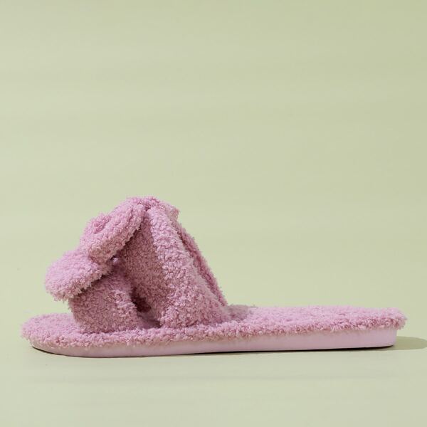 

Double Bow Decor Slippers, Pink