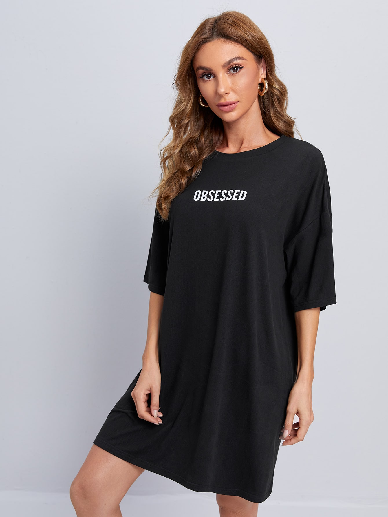 Letter Graphic Drop Shoulder Tee Dress thumbnail