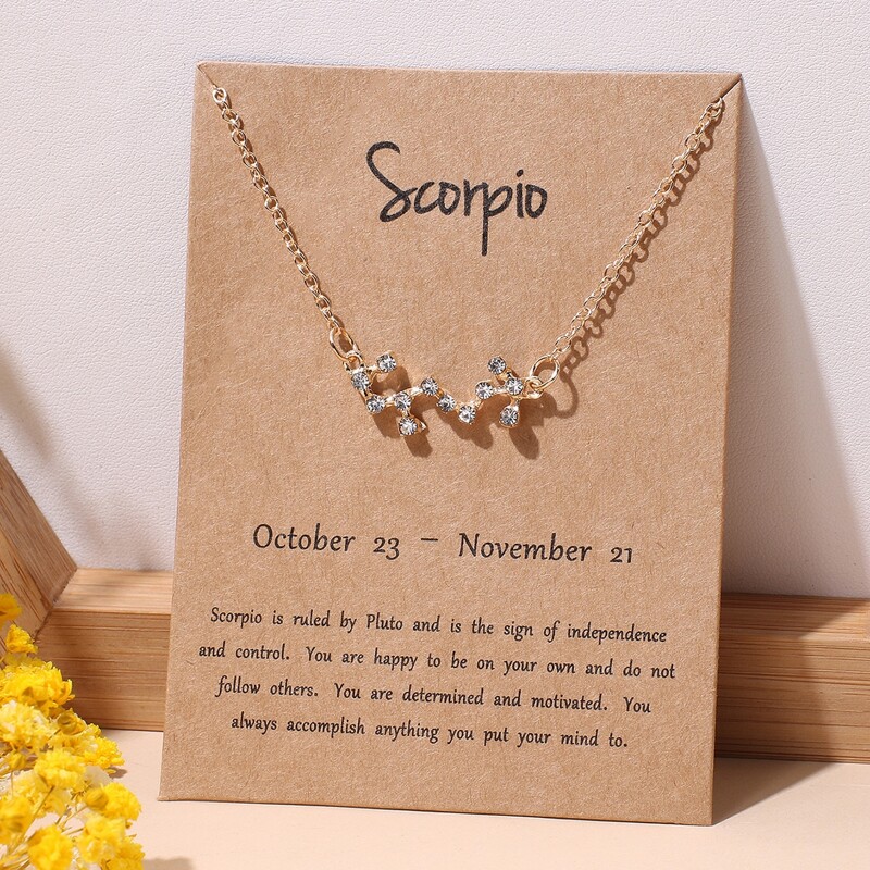 

Rhinestone Scorpio Charm Necklace, Gold