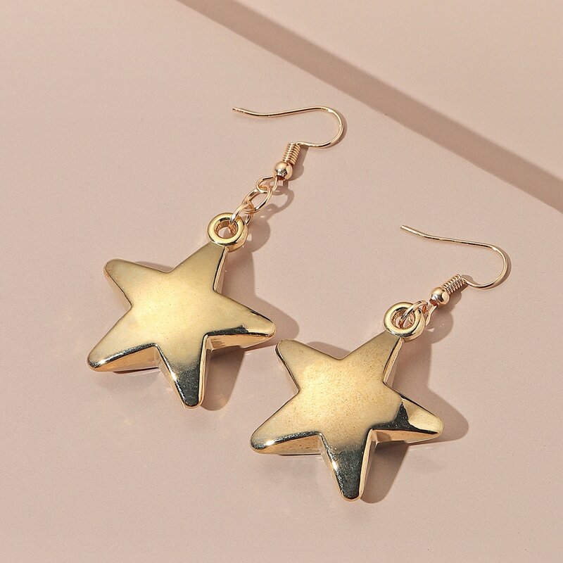 

Metal Star Drop Earrings, Gold