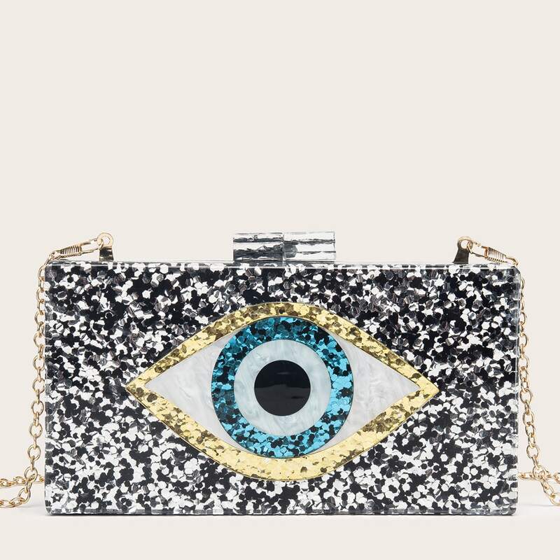 

Eye Pattern Acrylic Box Bag, Black