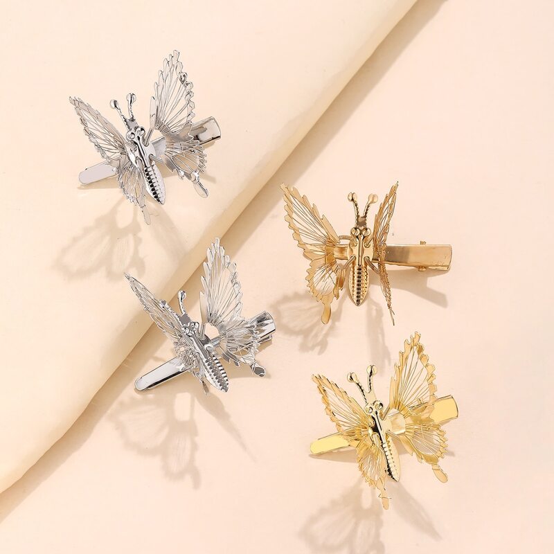 

4pcs Hollow Butterfly Hair Clip, Multicolor