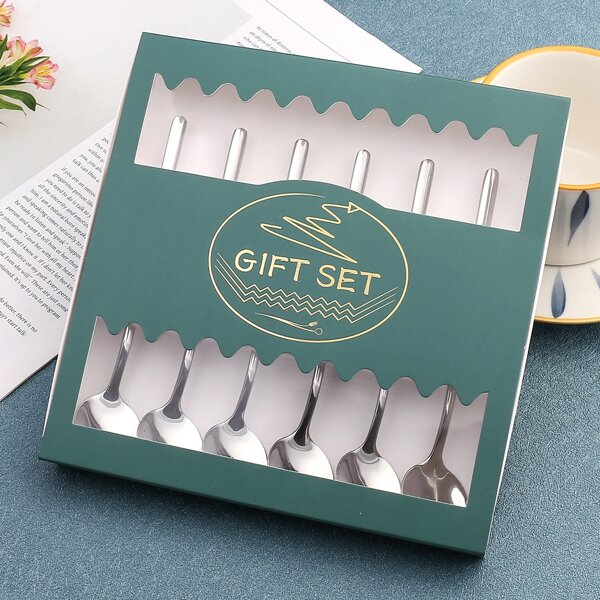 

6pcs Plain Spoon & 1pc Box, Silver
