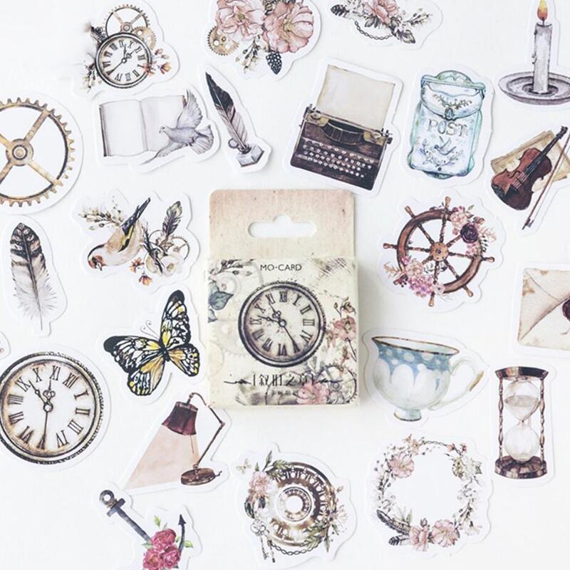 

46pcs Animal & Clock Print Sticker, Multicolor