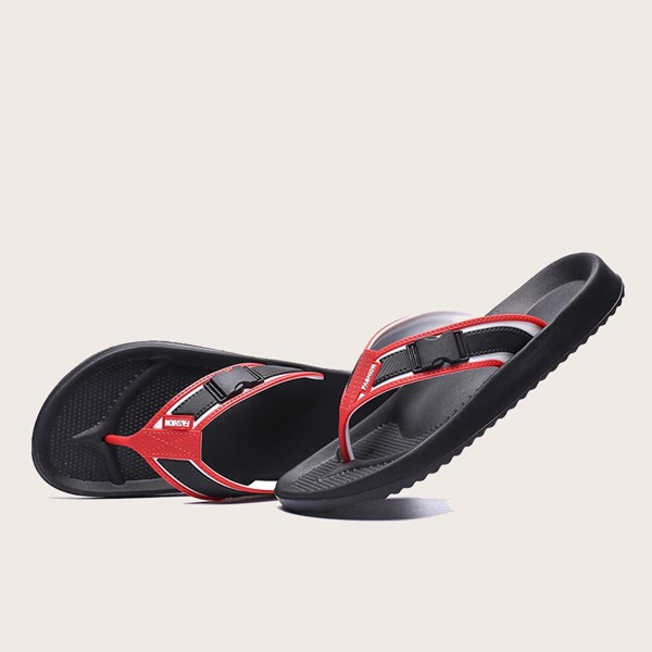 

Men Release Buckle Decor Flip Flops, Multicolor