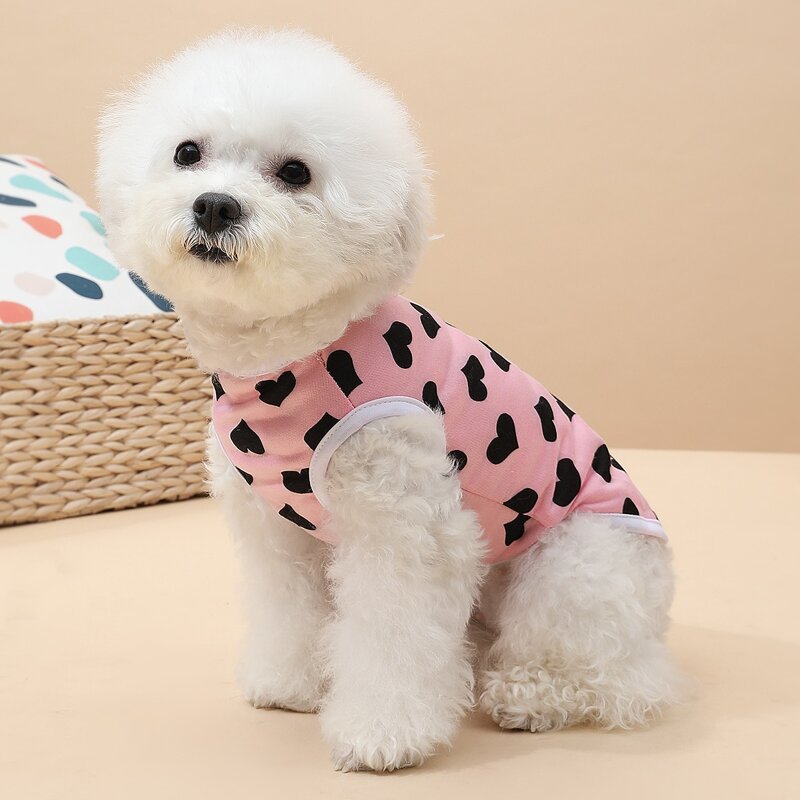 

Heart Print Dog Top, Pink