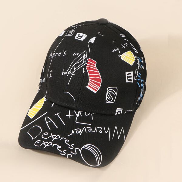 

Men Graffiti Pattern Baseball Cap, Black