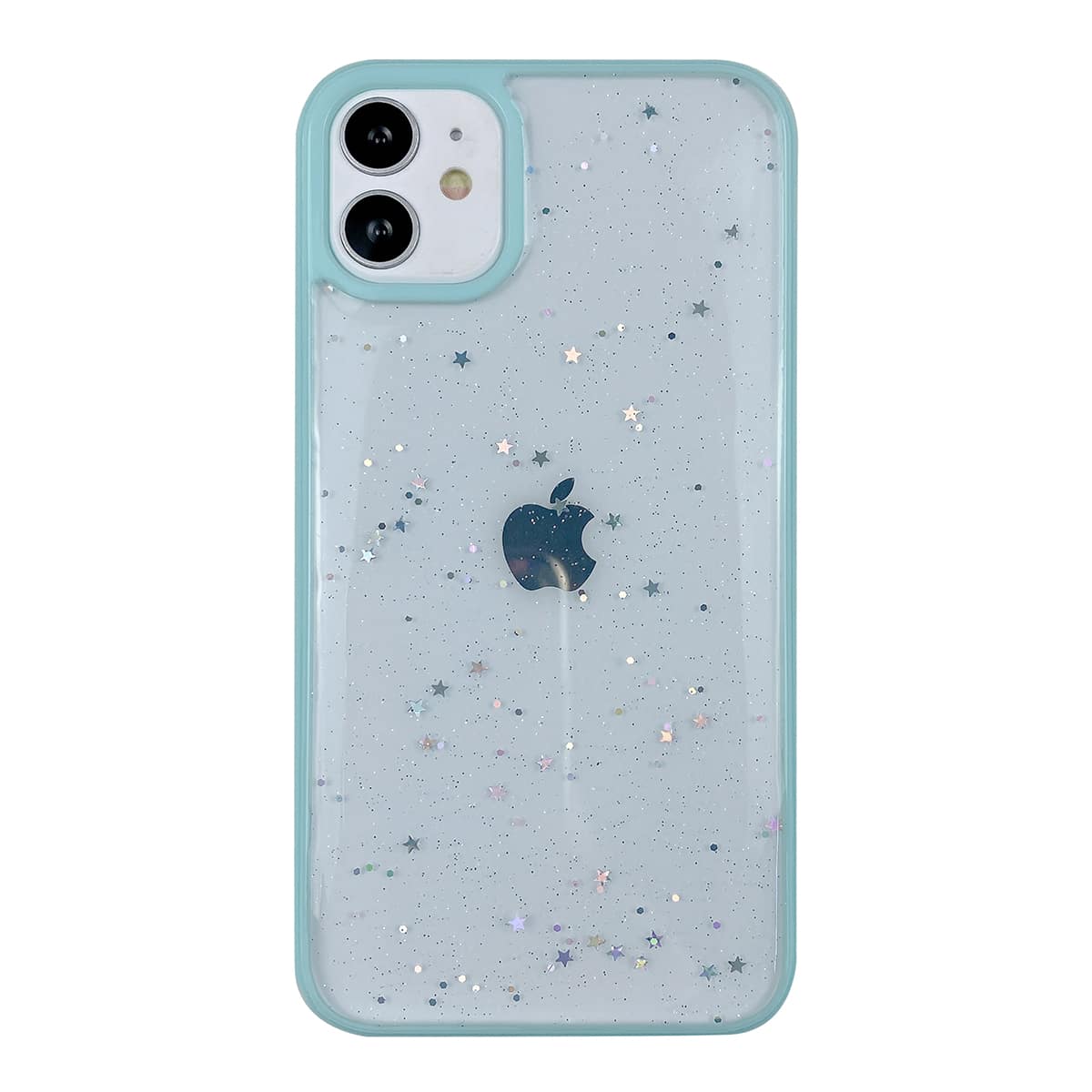 

Glitter Contrast Frame Clear iPhone Case, Green