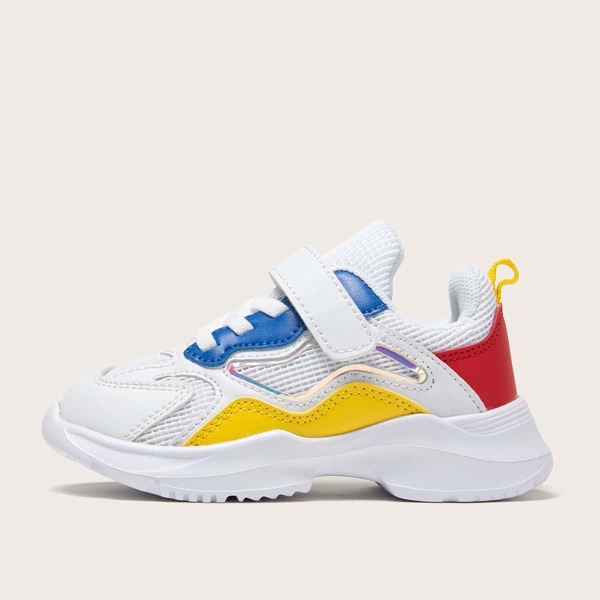 

Boys Color Block Velcro Strap Sneakers, White
