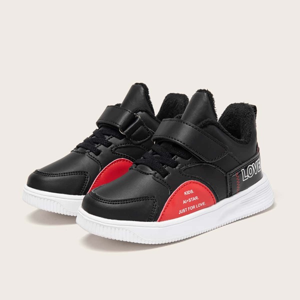 

Boys Letter Graphic Velcro Strap Sneakers, Black