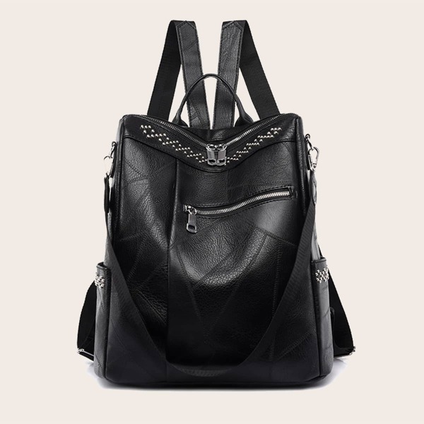 

Zipper Front Backpack, Black