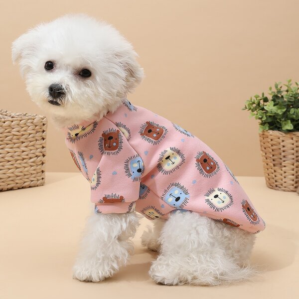

Lion Print Dog Sweatshirt, Pink