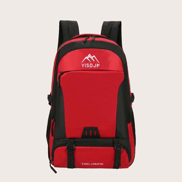 

Men Color Block Travel Backpack, Red