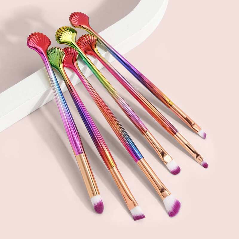 

6pcs Shell Design Handle Makeup Brush, Multicolor