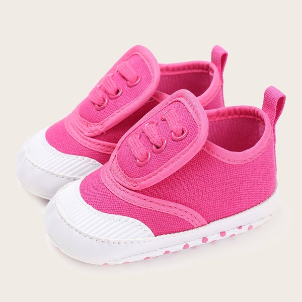 

Baby Girl Lace-up Decor Two Tone Sneakers, Hot pink