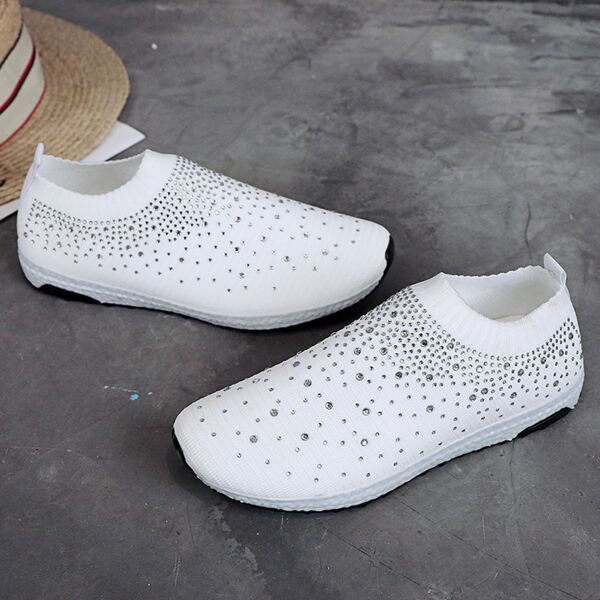 

Rhinestone Decor Sneakers, White