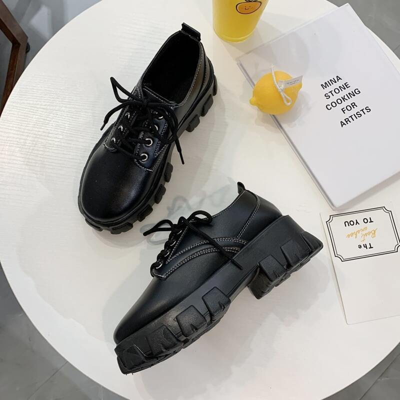 

Chunky Sole Flatform Oxfords, Black