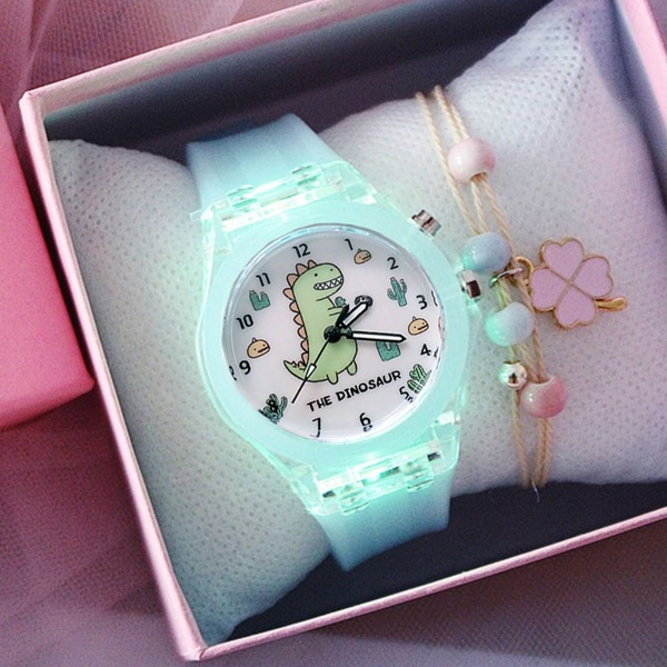

1pc Kids Cartoon Dinosaur Pointer Watch & 1pc Bracelet