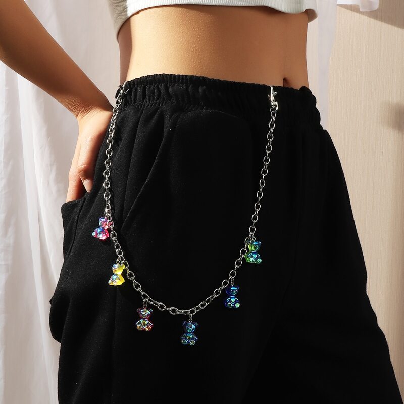 

Colorful Bear Charm Pants Chain, Multicolor