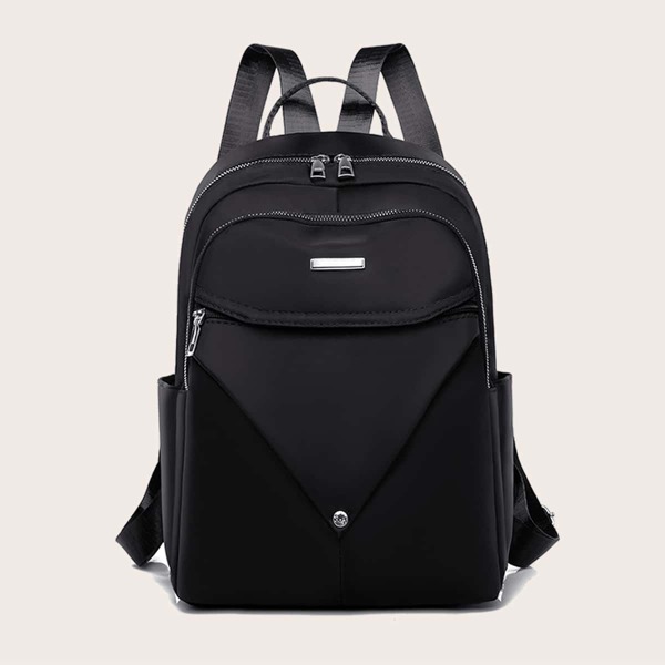 

Zipper Front Minimalist Backpack, Black