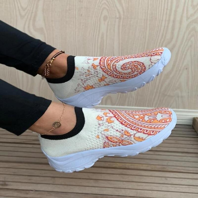 

Floral Slip On Knit Sneakers, Multicolor