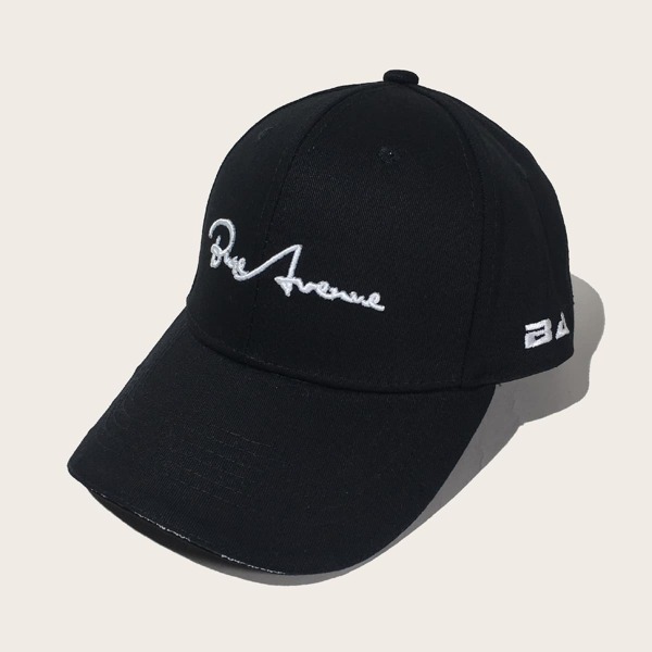 

Letter Embroidery Baseball Cap, Black